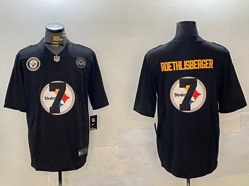 Men Pittsburgh Steelers #7 Roethlisberger Black Fashion 2024 Nike Limited NFL Jersey style 6->cincinnati bengals->NFL Jersey